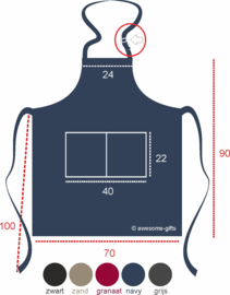 Luxe schort "Roly" navy blauw
