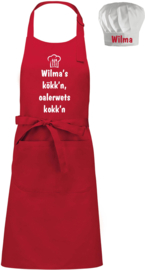 Luxe schort - rood - Wilma's kökk'n