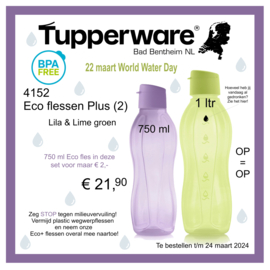 World Water Day - Eco flessen set  lila & lime groen