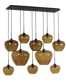 Hanglamp 10L 120x60x110 cm MAYSON mat zwart+glas bruin