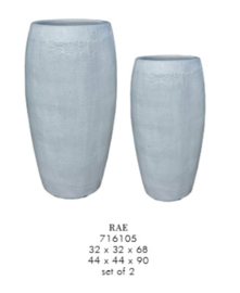 Rae White high ceramic pot round set of 2
