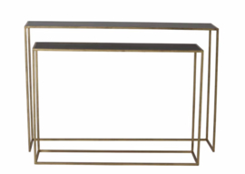 Side table S/2 100x25x70+120x25x80 cm BOCA m.zwart wash-goud