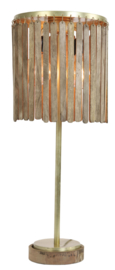 Tafellamp Ø30x78 cm GULAG hout donker bruin-antiek brons