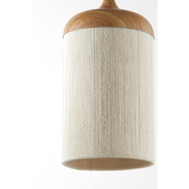 Hanglamp 3L 90x22x32 cm DANIA hout print naturel+touw crème