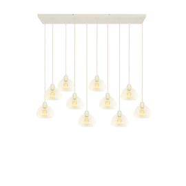 Hanglamp 10L 120x19x14 cm BISHO glas helder+crème