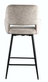 Fal LOW Velvet Khaki bar stool black metal leg