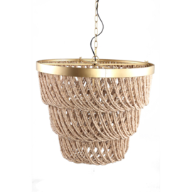 Cille Natural hanging lamp wood beaded swirl