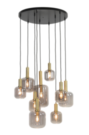 Hanglamp 9L Ø83,5x79,5 cm LEKAR antiek brons+smoke glas