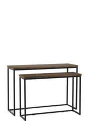 Side table S/2 100x30x70+120x40x82 cm BRYSON hout bruin-zwrt