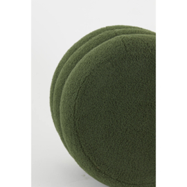 Poef Ø40x45 cm KIMI teddy donker olijf groen+goud