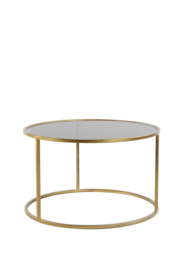 Salontafel S/2 Ø65x39+Ø75x44 cm DUARTE glas smoke-goud