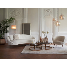 Bank 221x102x80 cm HAZEL bouclé crème+brons