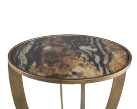 Laiko Brown metal sidetable marble print gold star - PTMD Collection