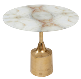 Lavina Gold alu sidetable white glass-PTMD