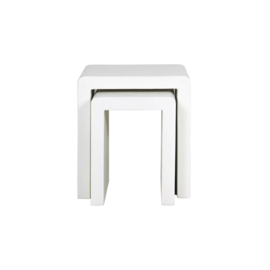 VERONA - set/2 bijzettafels - kalkpleister - L 33/45 x W 40/45 x H 43/50 cm - gebroken wit