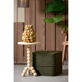 Poef 40x40x35 cm KIKI teddy donker olijf groen
