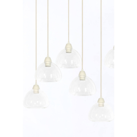 Hanglamp 10L 120x19x14 cm BISHO glas helder+crème