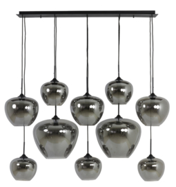 Hanglamp 10L 120x60x110 cm MAYSON mat zwart+glas smoke