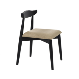 MANDELA - stoel - acacia hout / linnen - L 48 x W 53 x H 68 cm - zwart