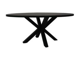 Ovale eettafel - 220x110x76 - Zwart - Mangohout/metaal