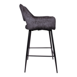 PTMD Fallon Velvet Barstoel Antraciet (Hoog model)