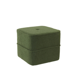 Poef 40x40x35 cm KIKI teddy donker olijf groen