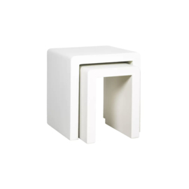 VERONA - set/2 bijzettafels - kalkpleister - L 33/45 x W 40/45 x H 43/50 cm - gebroken wit