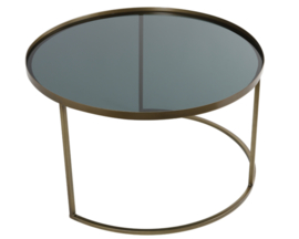 Salontafel S/2 Ø65x40+Ø75x44 cm TALEK glas smoke-ant. brons