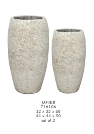 Javier Grey high ceramic pot round set of 2