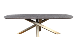 Alore brown gold diningtable oval 200 cm - PTMD