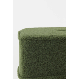 Poef 40x40x35 cm KIKI teddy donker olijf groen