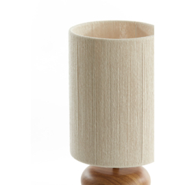 Tafellamp Ø22x50,5 cm DANIALO hout print naturel+touw crème