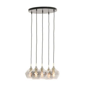 Hanglamp 5L Ø61x66 cm RAKEL antiek brons+smoke