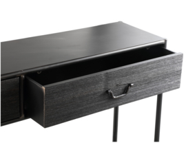 Ray Black wooden sidetable metal frame 2 drawer - PTMD Collection