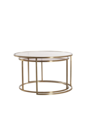 Salontafel S/2 Ø65x39+Ø75x44 cm DUARTE gls bruin+licht goud