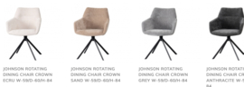 JOHNSON ROTATING DINING CHAIR CROWN GREY