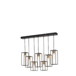 Hanglamp 7L 84x15x57 cm MARLEY mat zwart-antiek brons