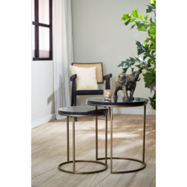 Bijzettafel S/2 Ø40x45+Ø50x52 cm SOBRINA zw. agaat+ant. br.