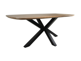Ovale tafel - Naturel/zwart - Acacia/metaal 200x100x76