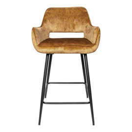 Fal LOW Velvet Rust bar stool black metal leg