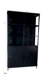 PTMD Elina Glass cabinet black iron frame 2 doors