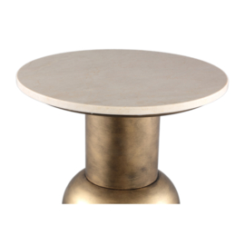 Meriko Cream Marble sidetable with gold base L