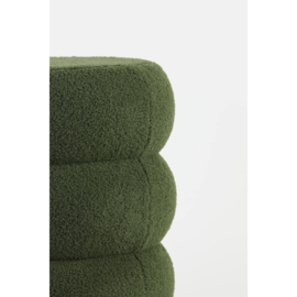 Poef Ø40x45 cm KIMI teddy donker olijf groen+goud