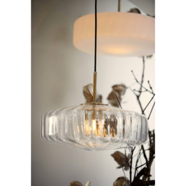 Hanglamp Ø40x17 cm PLEAT glas helder+goud - VT wonen