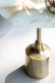Lavina Gold alu sidetable white glass-PTMD