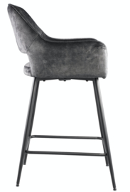 Fal LOW Velvet anthracite bar stool black metal leg