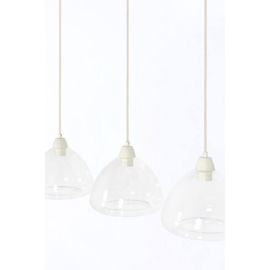 Hanglamp 3L 94x26x19 cm BISHO glas helder+crème
