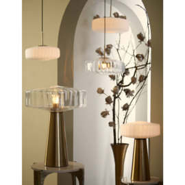 Hanglamp Ø40x17 cm PLEAT glas helder+goud - VT wonen