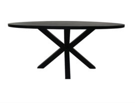 Ovale eettafel - 200x100x76 - Zwart - Mangohout/metaal