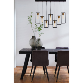 Hanglamp 7L 84x15x57 cm MARLEY mat zwart-antiek brons